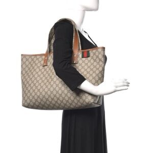 Authentic Gucci tote bag brown monogram coated canvas